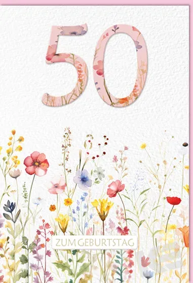 Kurt Eulzer 54-4150 verjaardagskaart 50 jaar bloemen