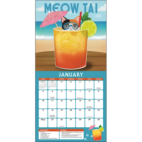 Sellers Publishing Kitty Cocktails 2027 wandkalender katten