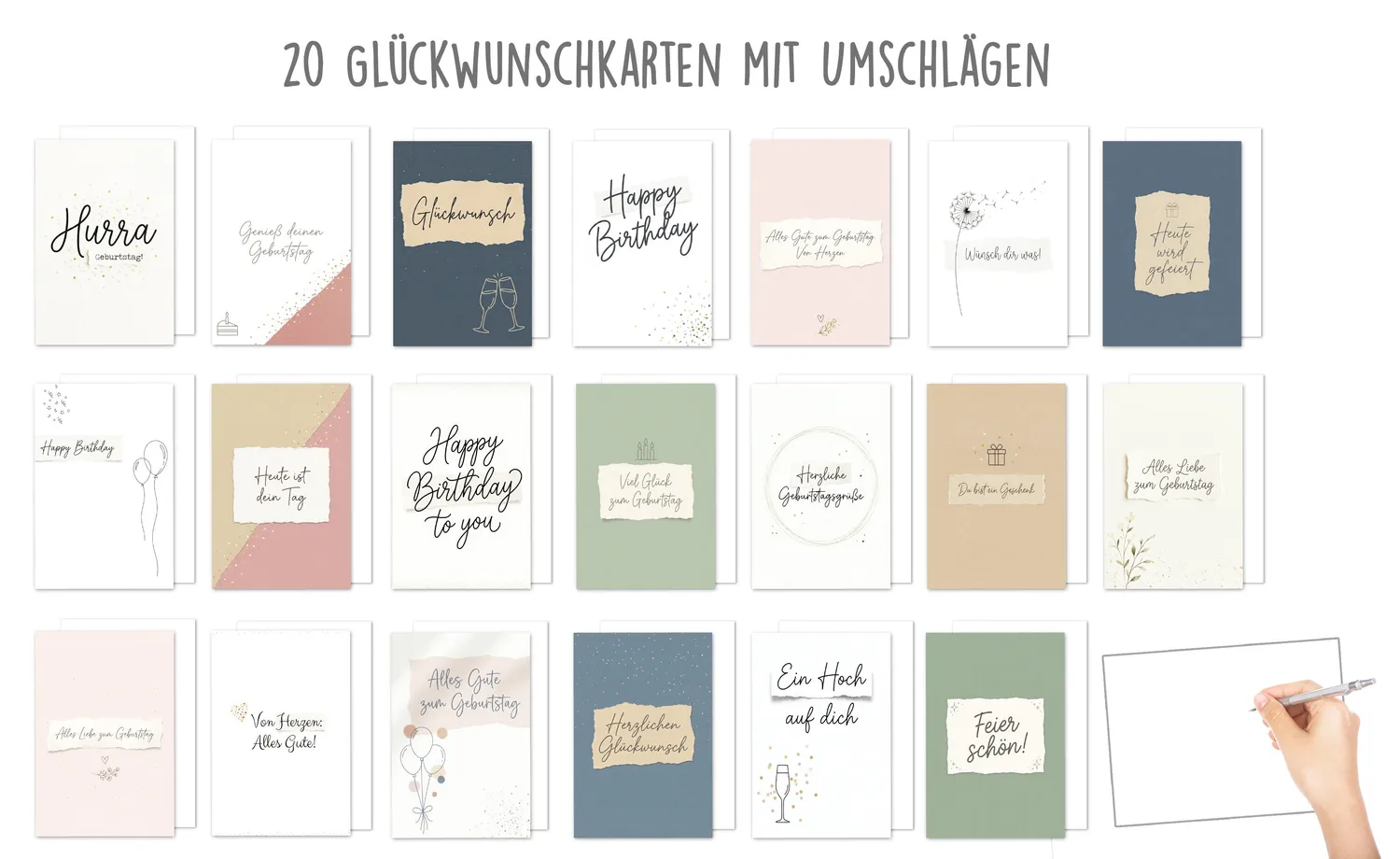 Edition Seidel 31742 verjaardagskaarten 20 stuks met envelop