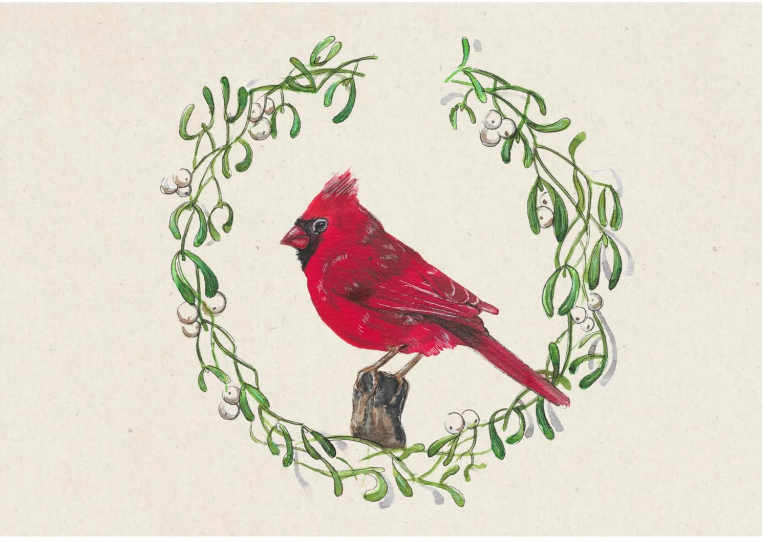 Blad & Beeld Rode kardinaal kerstkaart A6 dubbel met envelop