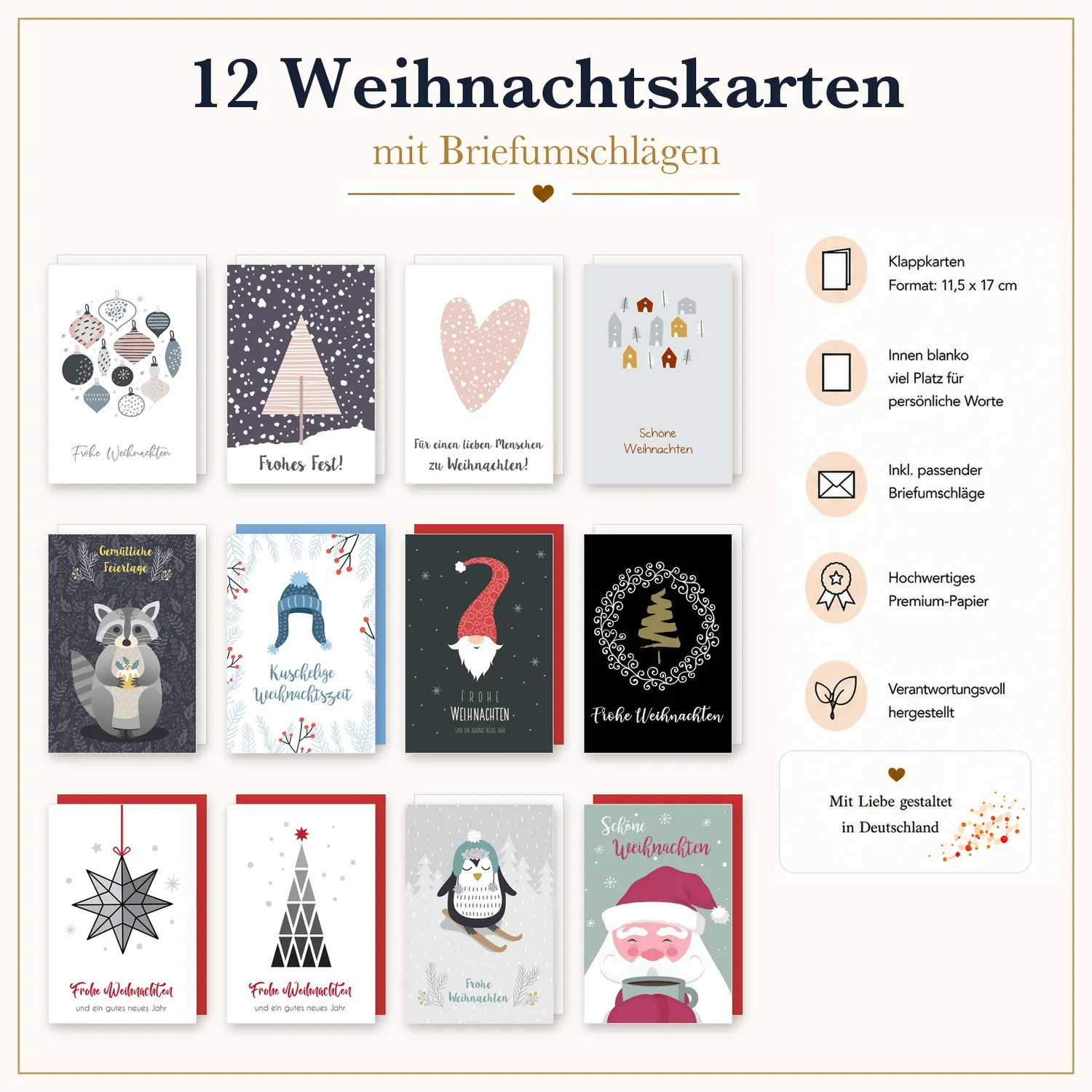 Edition Seidel kerstkaarten 36702 scandinavisch set 12