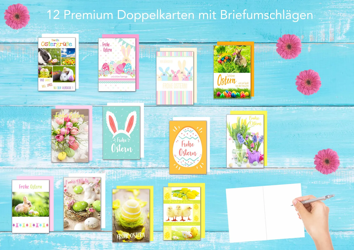 Edition Seidel 20165 paaskaarten 12 stuks met envelop vrolijk