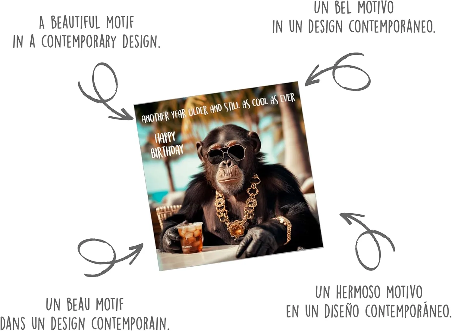 Edition Seidel GQ219 vierkante verjaardagskaart aap humor