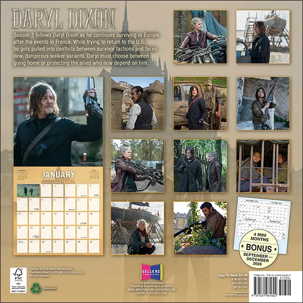 Sellers Publishing Daryl Dixon 2027 wandkalender Walking Dead