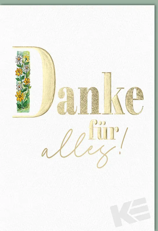 Kurt Eulzer 41-1287 bedankkaart DANKE folie bloemen