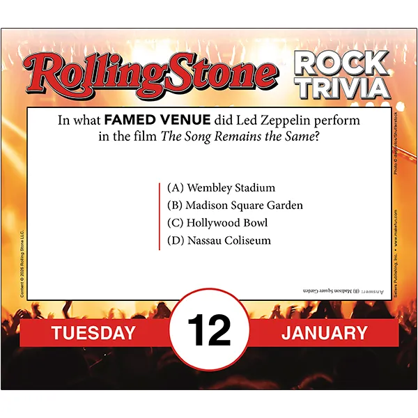 Rolling Stone Rock Trivia 2027 scheurkalender rockquiz