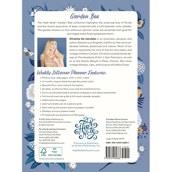 Sellers Publishing Garden Bee Weekly agenda 2027 softcover bijen