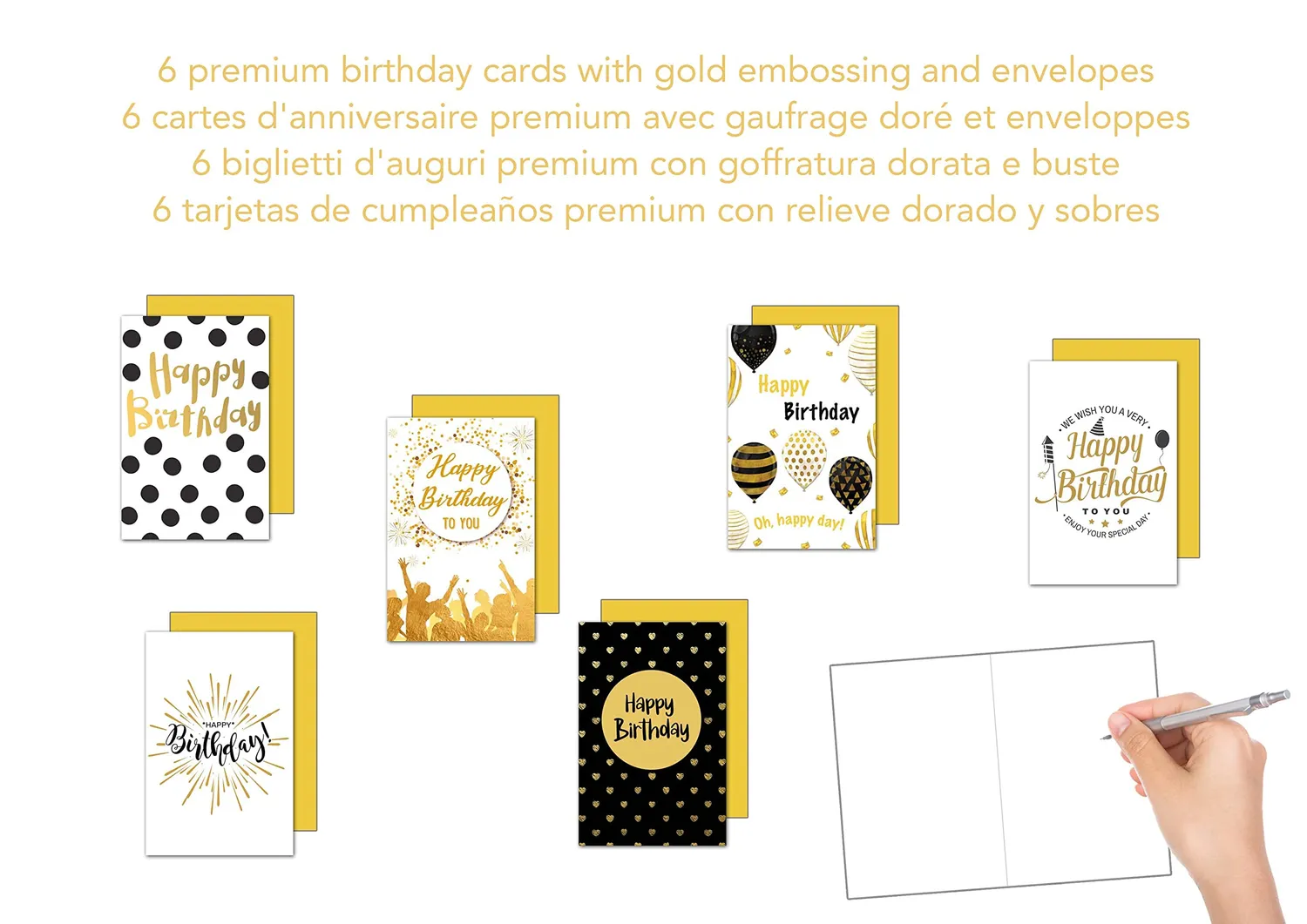 Edition Seidel Premium verjaardagskaarten 21658 goud set 6