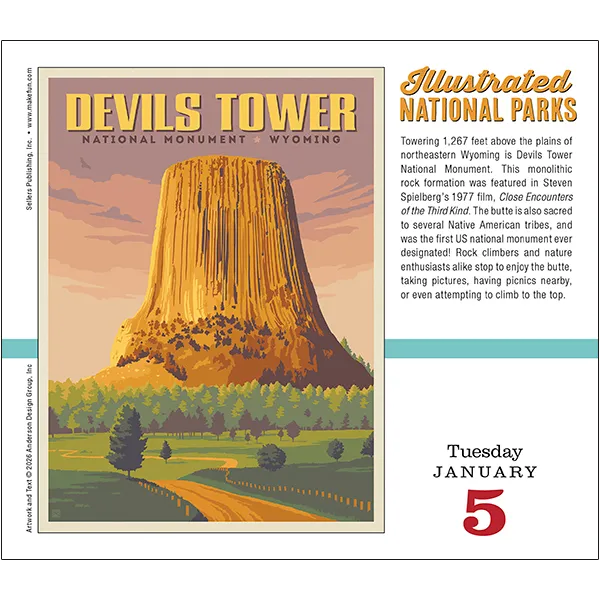 Sellers Publishing Illustrated National Parks 2027 scheurkalender retro