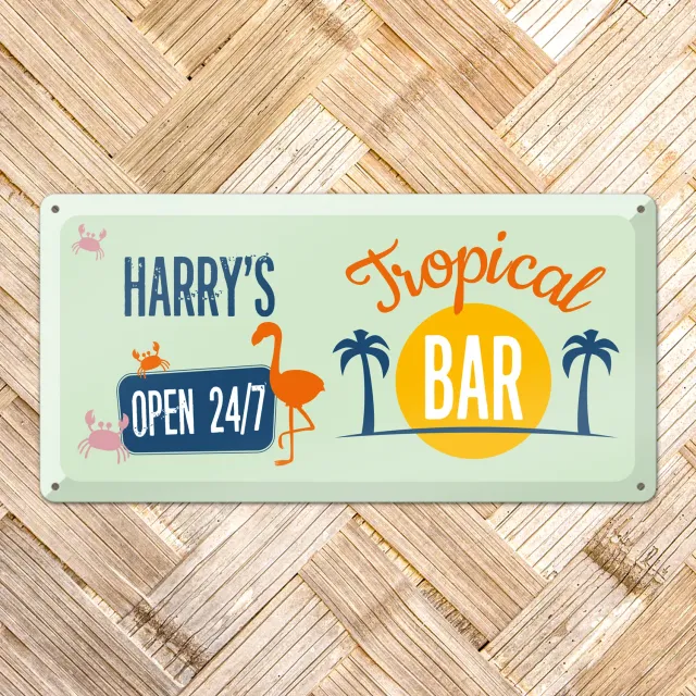 Gozi Tropical Bar metalen bord 40x20cm zomer