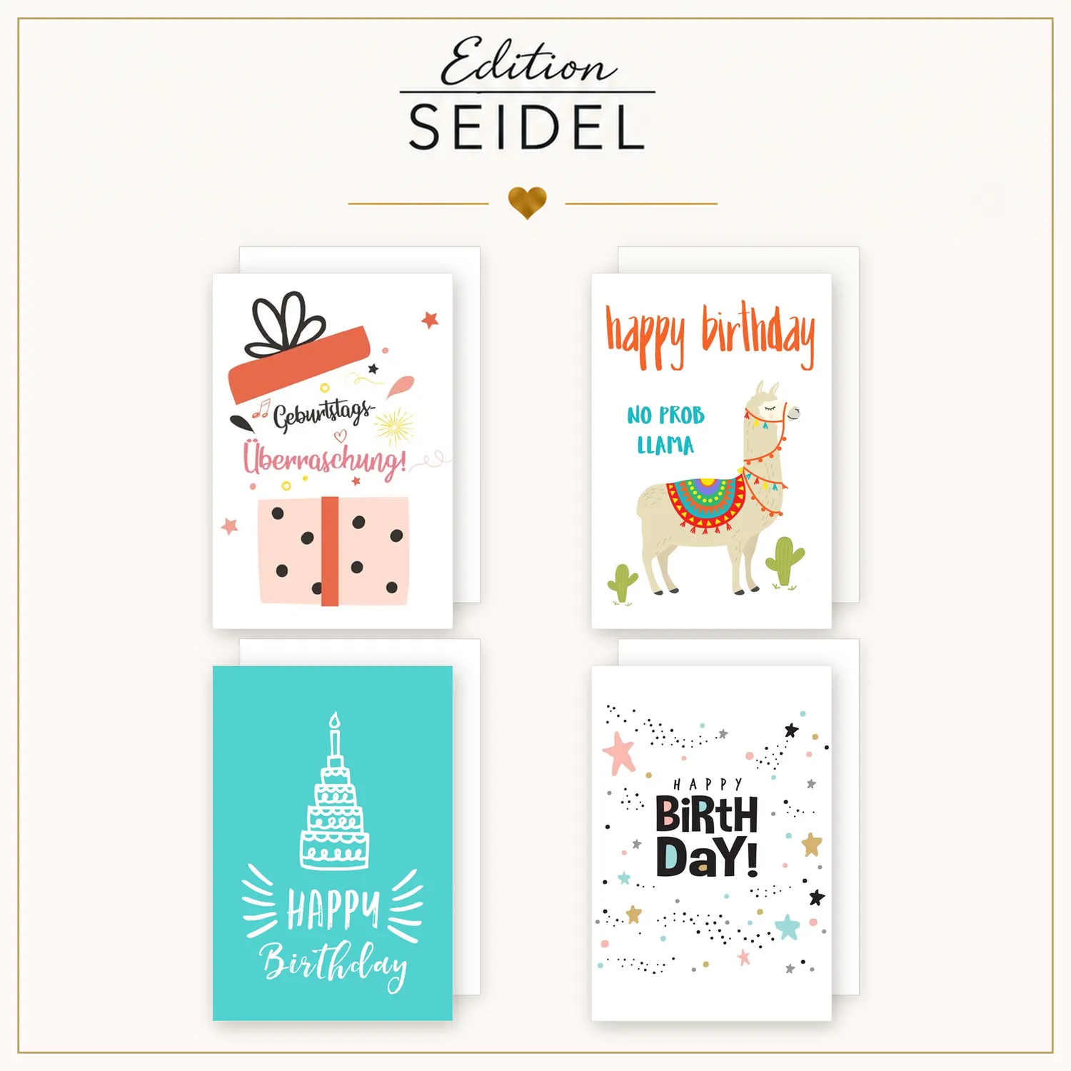 Edition Seidel SW026 36705 verjaardagskaarten set 20 met envelop