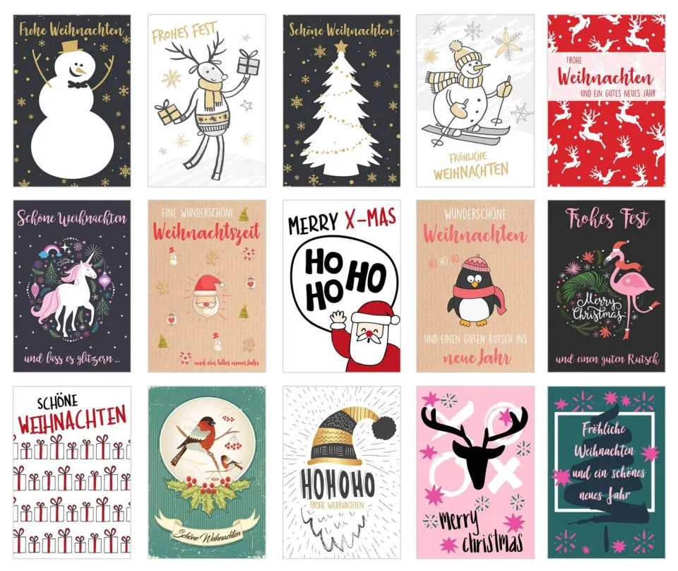 Edition Seidel 20123 kerstpostkaarten set 15 stuks modern