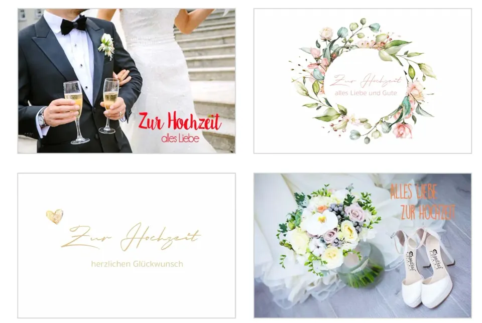 Edition Seidel 20077 trouwkaarten set 4 stuks met envelop