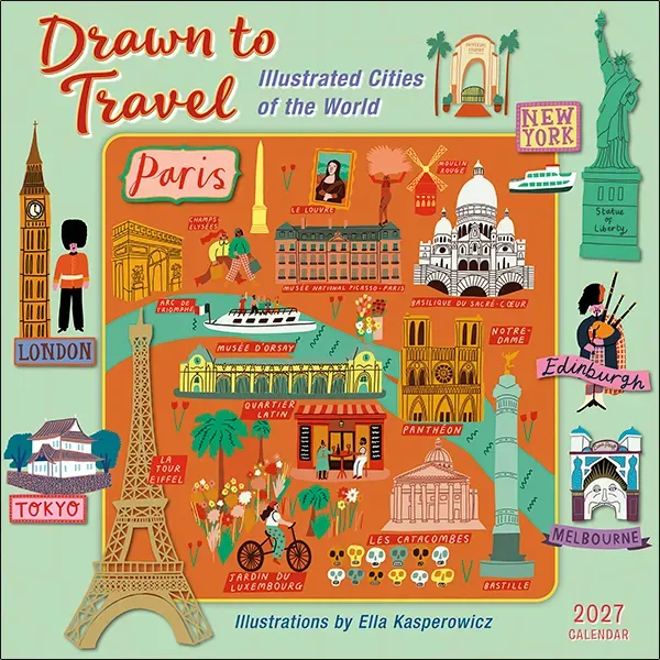 Sellers Publishing Drawn to Travel 2027 wandkalender steden
