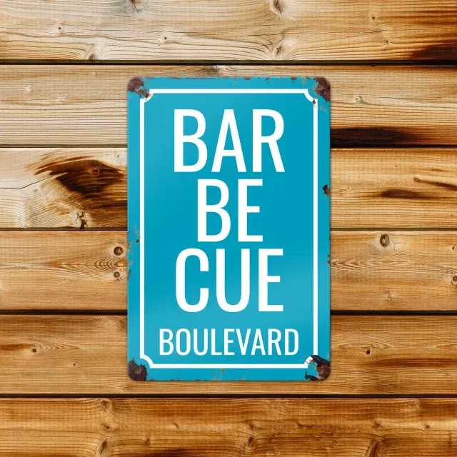 Gozi BBQ Blvd metalen bord 20x30 cm straatnaam