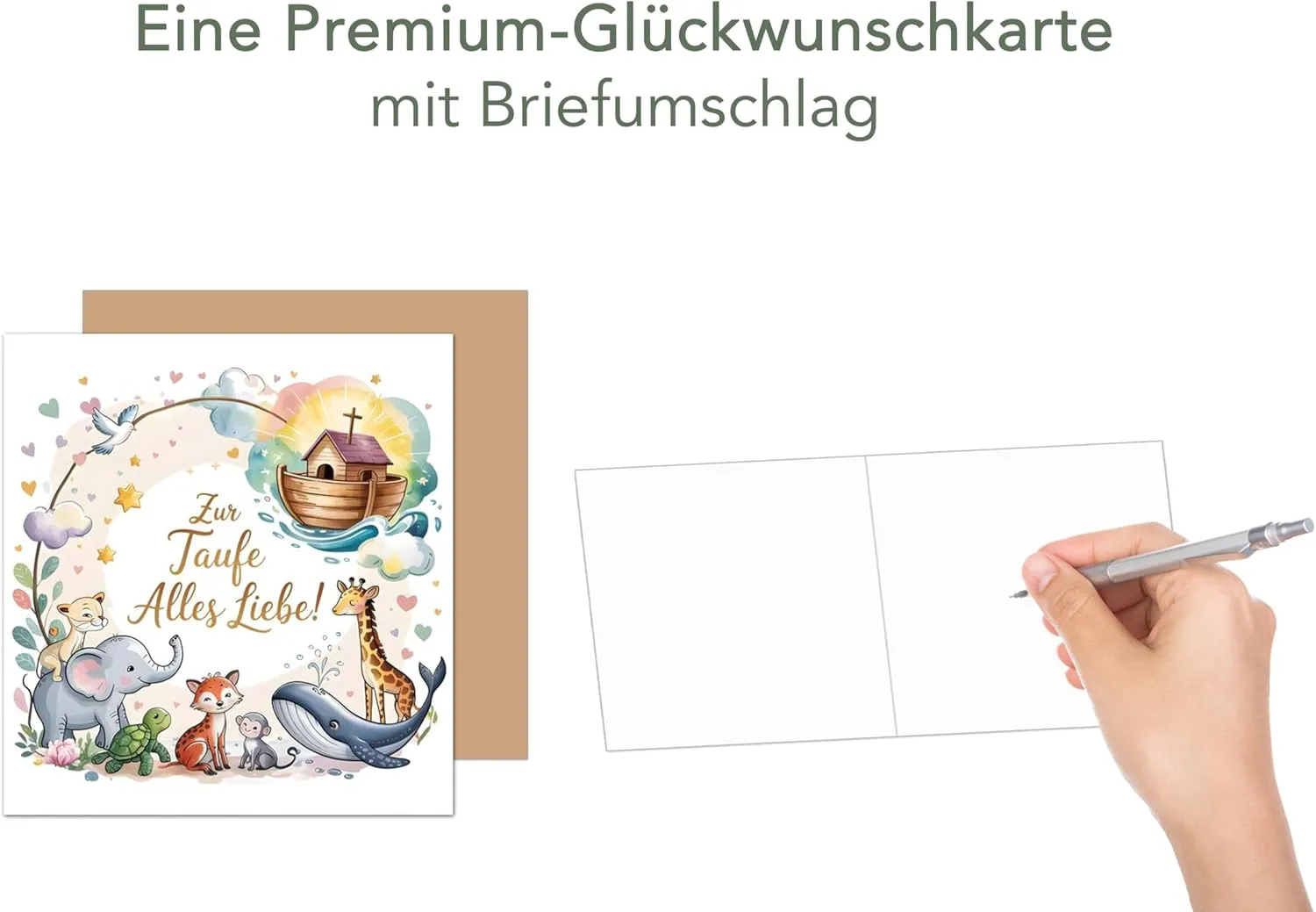 Edition Seidel ETQ118 doopkaart vierkant Ark van Noach envelop