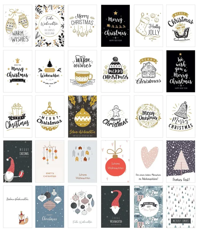 Edition Seidel 21112 kerst postkaarten set van 30 mat