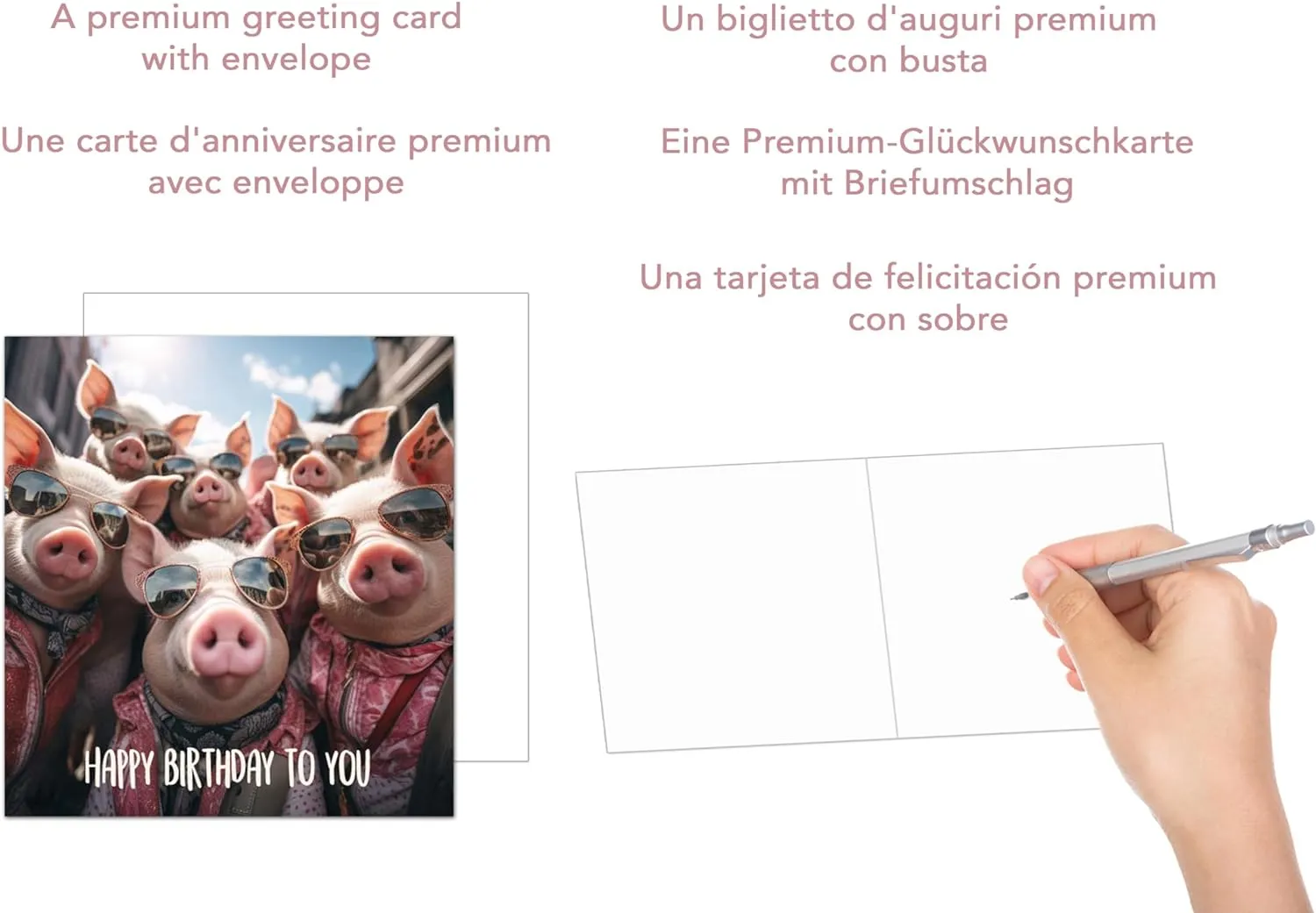 Edition Seidel Premium GQ169 SW024 verjaardagskaart varkens vierkant