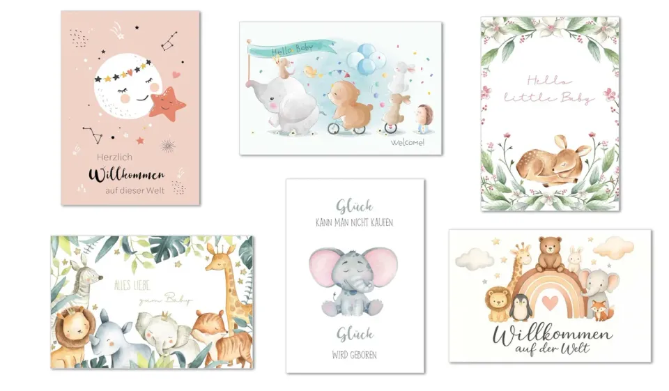 Edition Seidel SW026 geboortekaarten 6 stuks baby