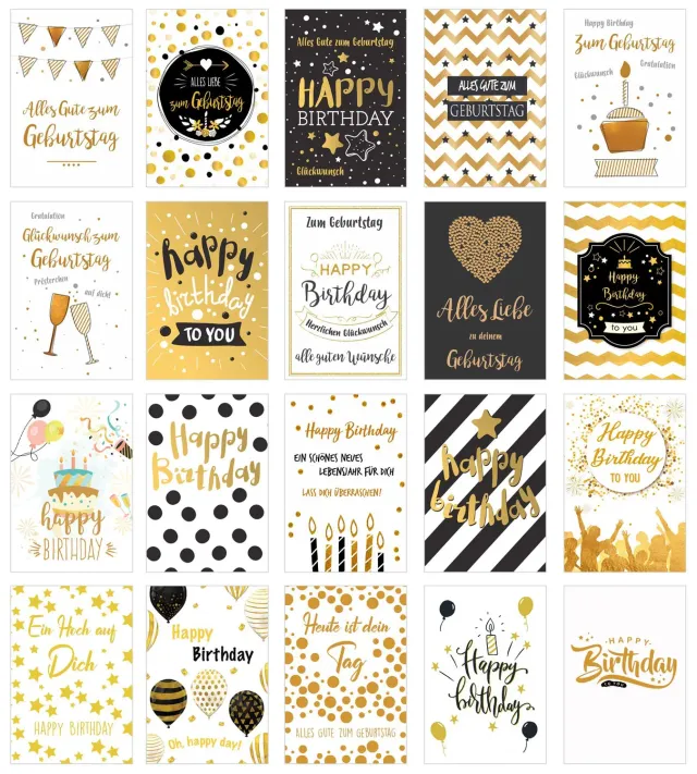 Edition Seidel 20532 verjaardagskaarten set 20 stuks envelop