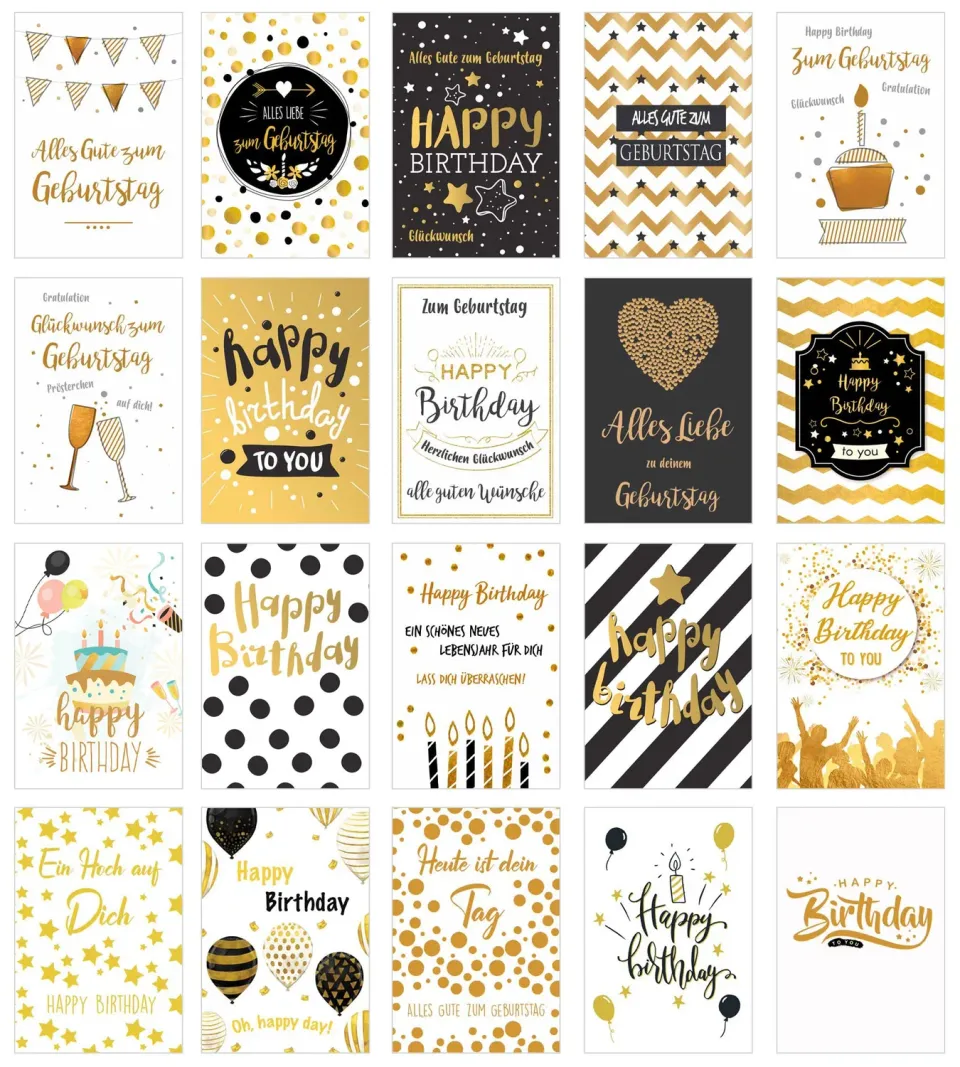 Edition Seidel 20532 verjaardagskaarten set 20 stuks envelop