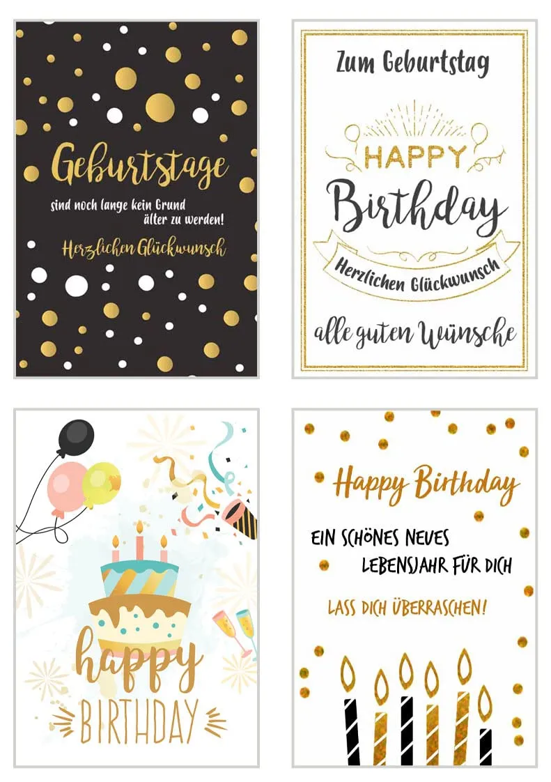 Edition Seidel verjaardagskaarten 20 stuks met envelop goud