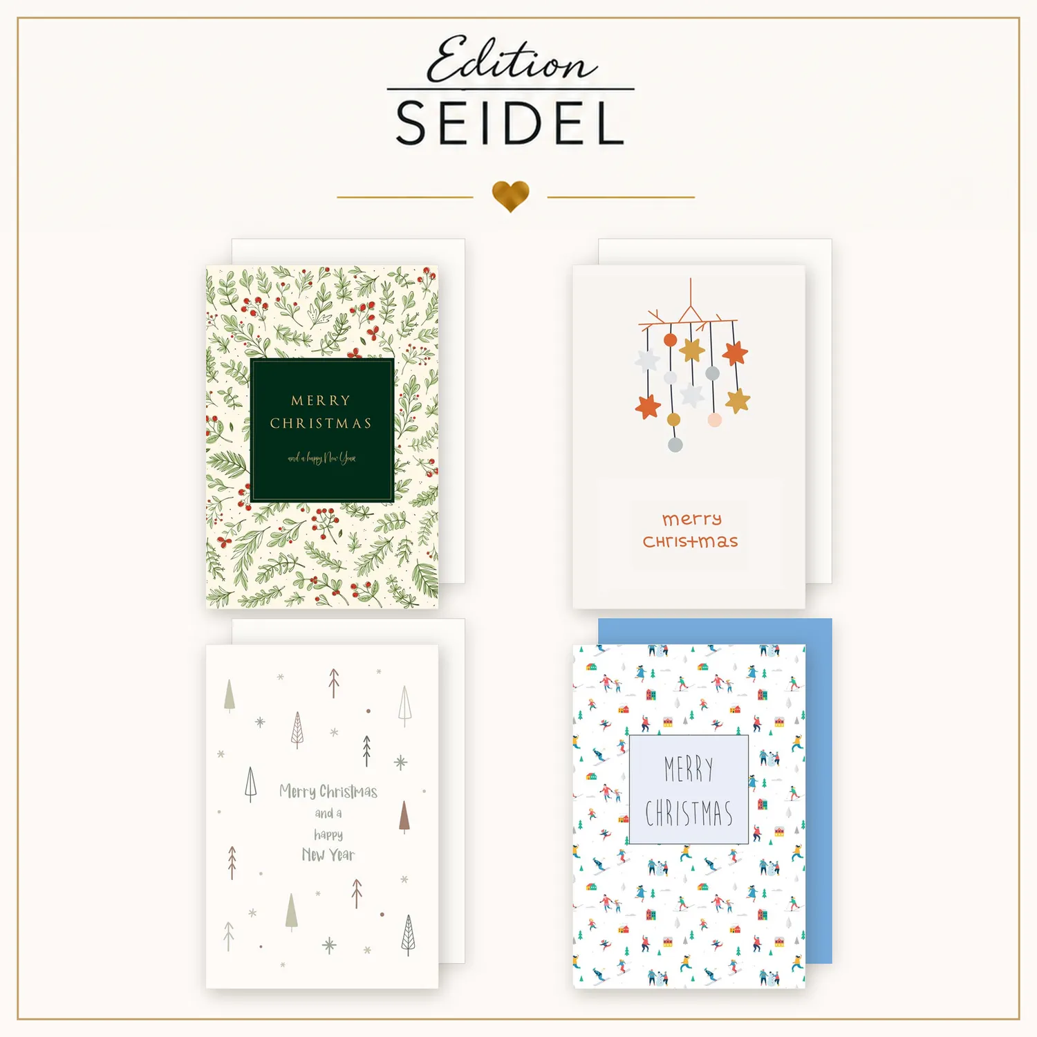 Edition Seidel 36704 kerstkaarten set van 20 met envelop