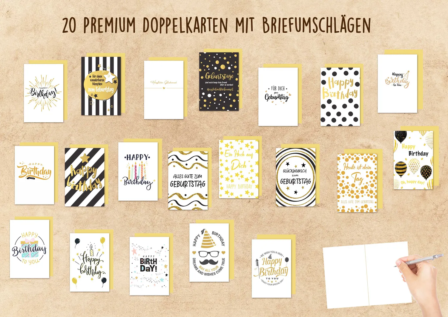 Edition Seidel 20808 verjaardagskaarten set van 20 met envelop