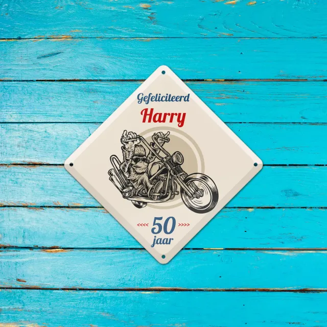 Gozi Harry’s Motor metalen bord ruit 20x20cm