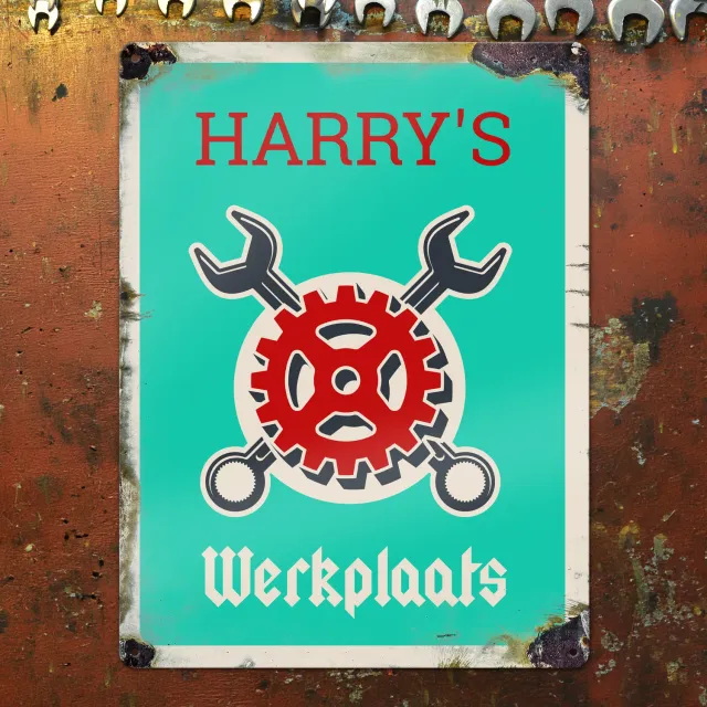 Gozi Werkplaats metalen bord 30x40 cm vintage