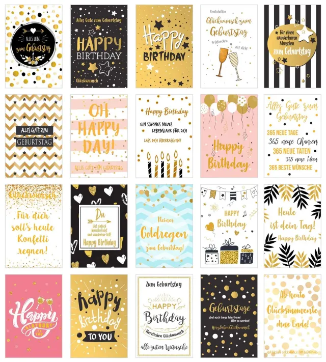 Edition Seidel Premium Set 1 Gold verjaardagskaarten 20 stuks