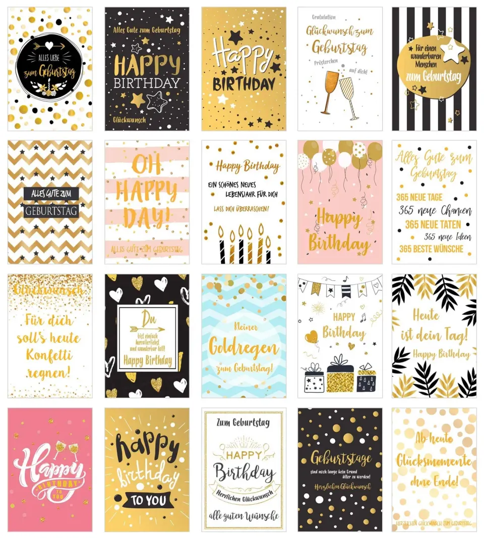 Edition Seidel Premium Set 1 Gold verjaardagskaarten 20 stuks