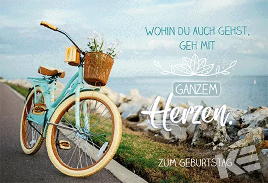 Kurt Eulzer 50-0175 verjaardagskaart fiets 3D liggend