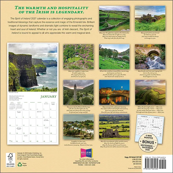 Sellers Publishing The Spirit of Ireland 2027 wandkalender Ierland