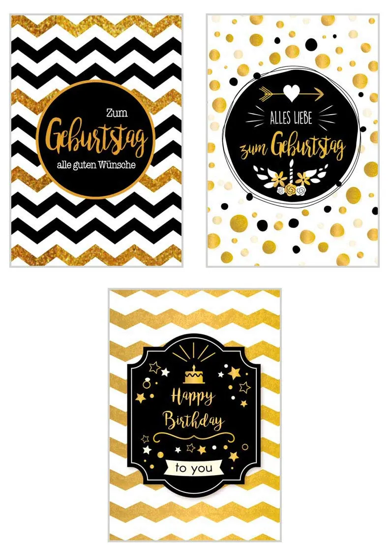 Edition Seidel 20821 verjaardagskaarten set 9 stuks goud