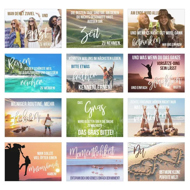 Edition Seidel 20014 postkaarten set 12 stuks spreuken
