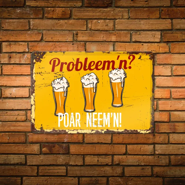 Gozi Poar Neem'n metalen bord 30x20cm bier
