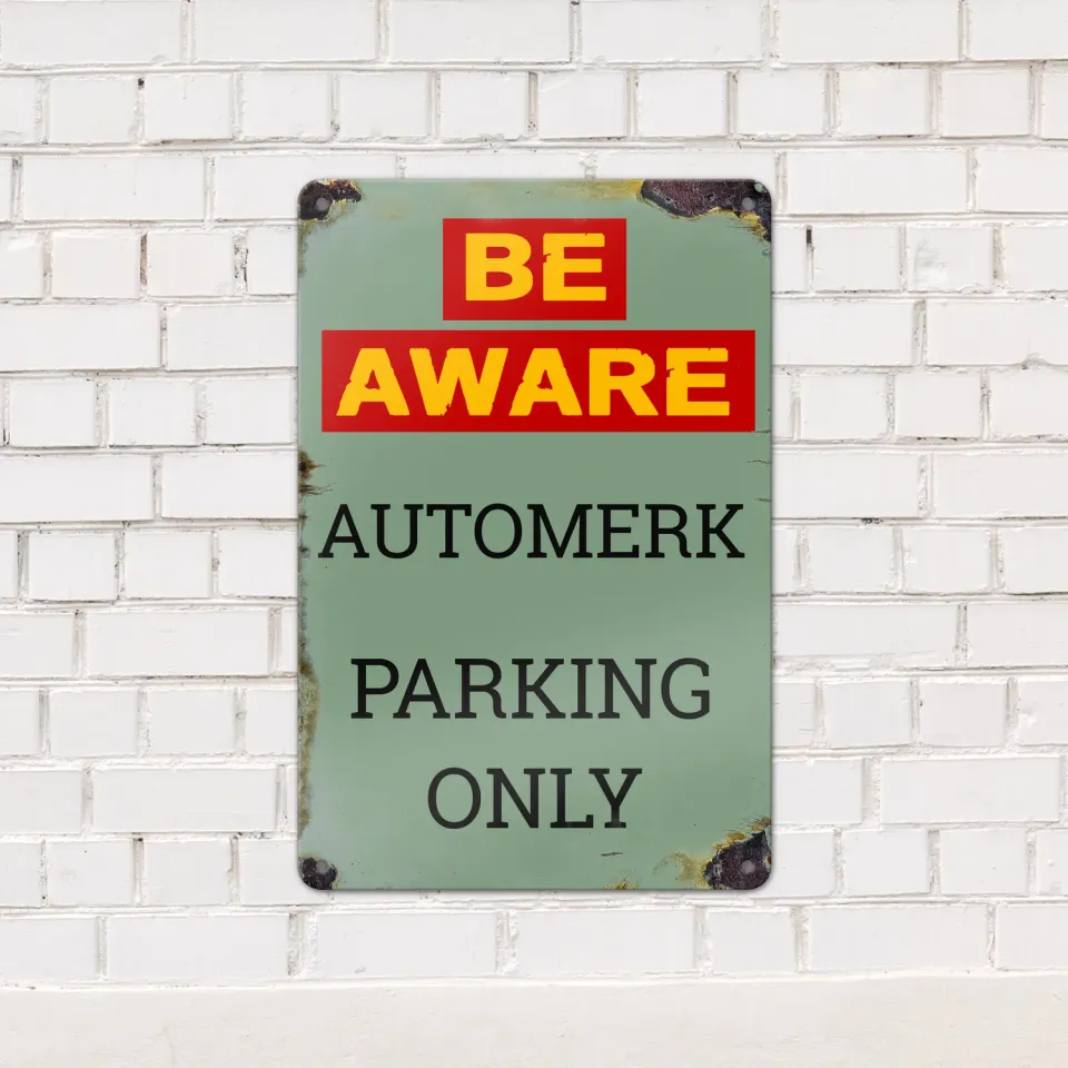 Gozi Be Aware Automerk metalen bord 20x30cm waarschuwingsbord