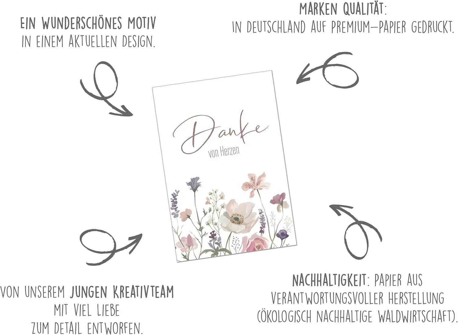 Edition Seidel Premium bedankkaart D152 SW025 met envelop bloemen