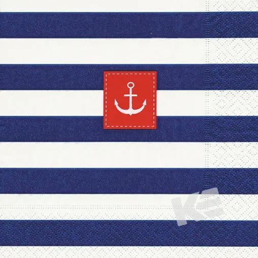 Kurt Eulzer 09-4092 servetten anker blauw-wit 33x33 cm