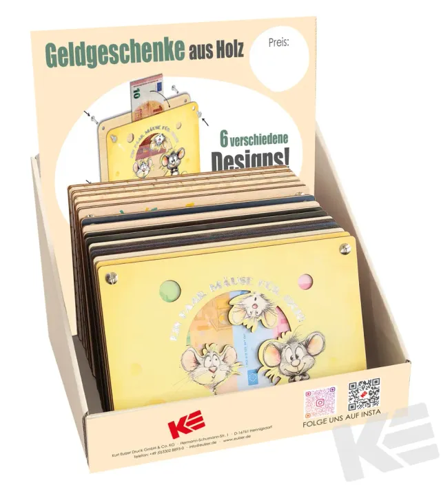 Kurt Eulzer 01-0655 houten geschenkkaarten display 30 stuks