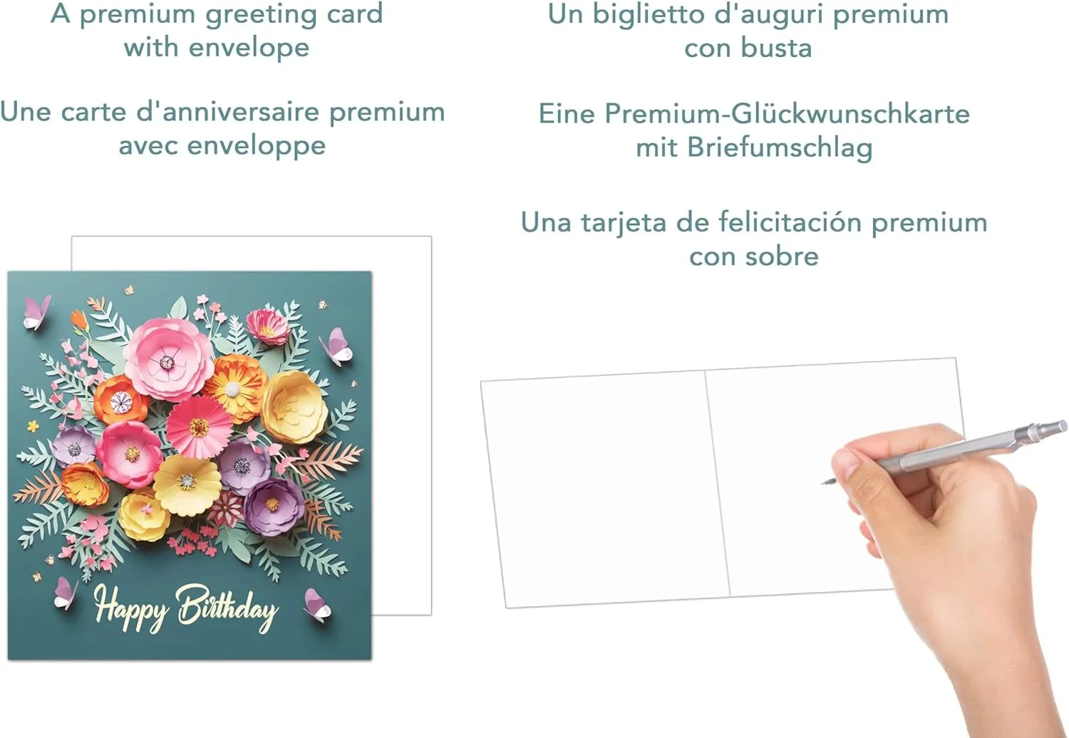 Edition Seidel GQ329 SW024 vierkante verjaardagskaart met envelop