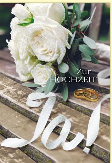 Kurt Eulzer 91-1001 trouwkaart rozen ringen glitter