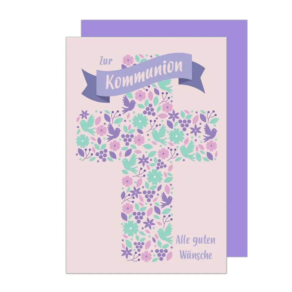 Edition Seidel Premium KO261 communiekaart met envelop bloemen