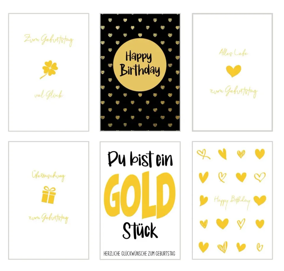 Edition Seidel Premium 20092 verjaardagskaarten set 6 goud