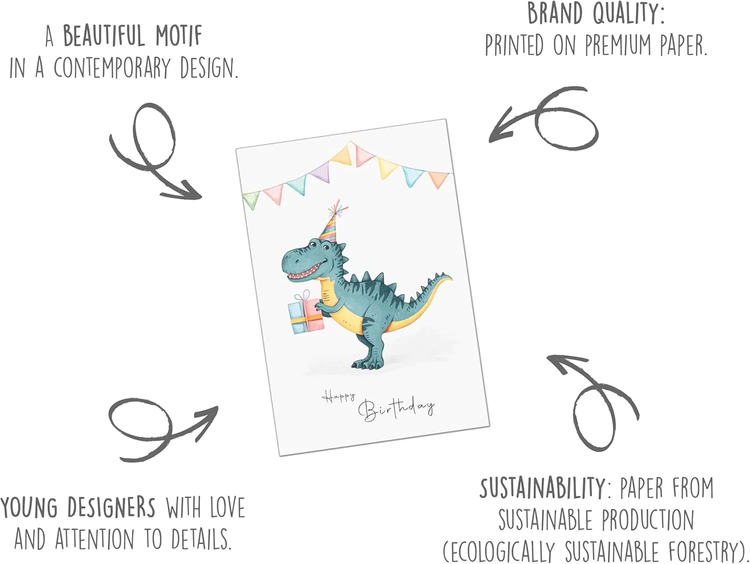 Edition Seidel G3631 verjaardagskaart dinosaurus met envelop