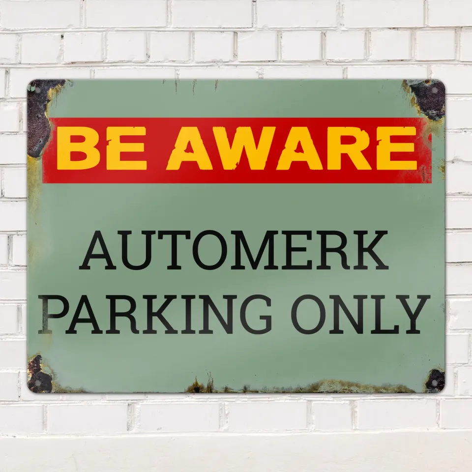 Gozi Be Aware Automerk metalen bord 40x30cm garage