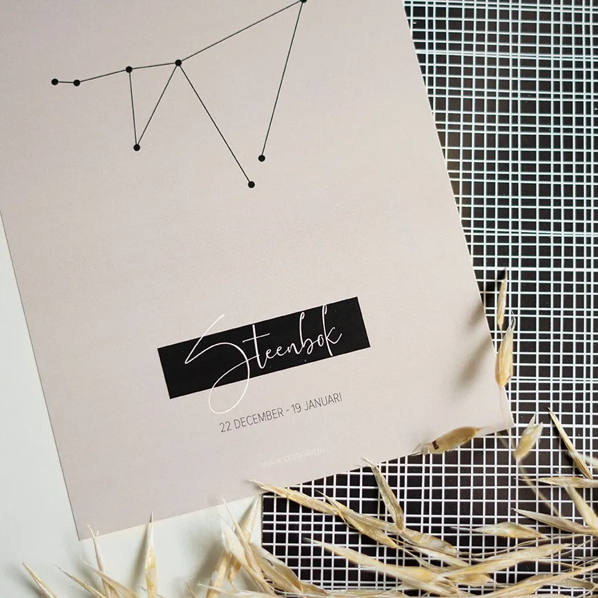 moodz design Sterrenbeeld kaart A5 Steenbok naturel