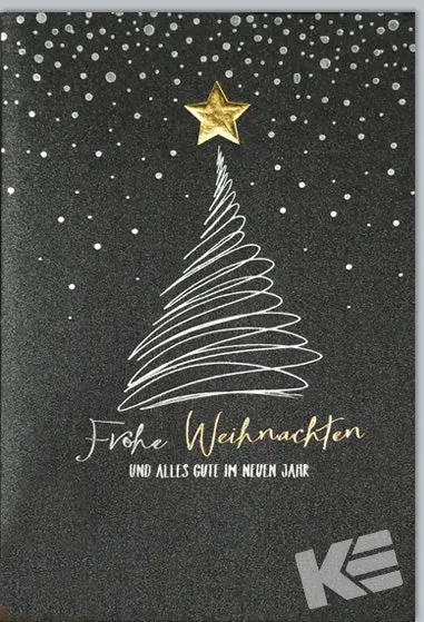 Kurt Eulzer 22-1324 kerstkaart zwart reliëf ster per stuk