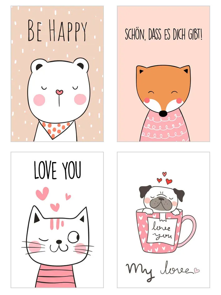 Edition Seidel 20557 postkaarten 25 stuks dieren met spreuk